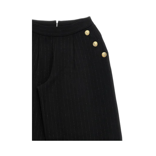 Pinstriped Wide-Leg Pants