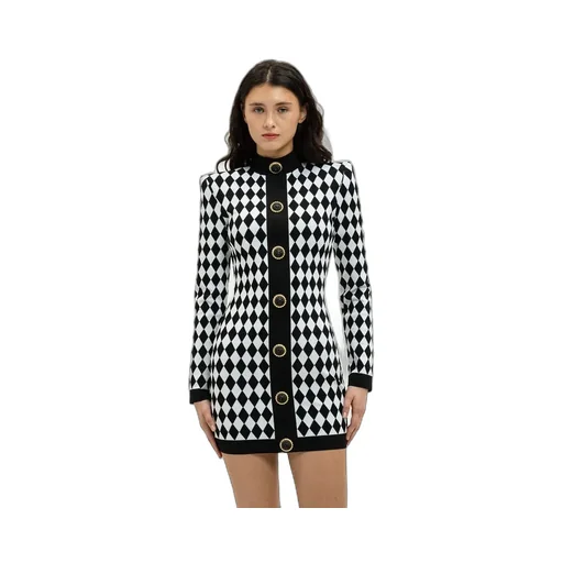 Diamond-Pattern Mini Dress