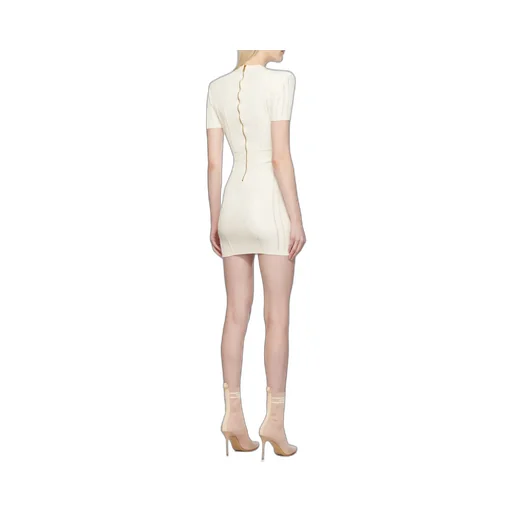 Laced V-Neck Short-Sleeved Dress