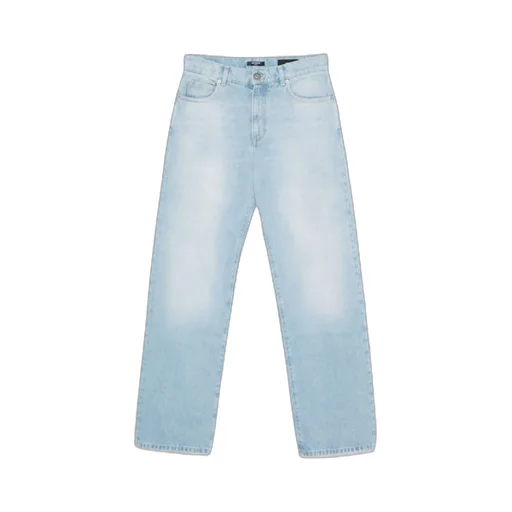 Straight Leg Washed Denim Jeans