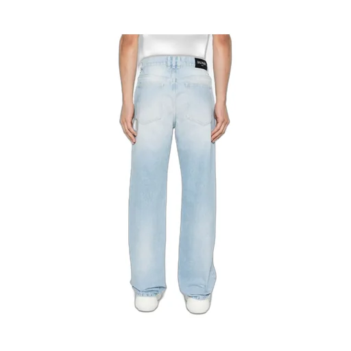 Straight Leg Washed Denim Jeans