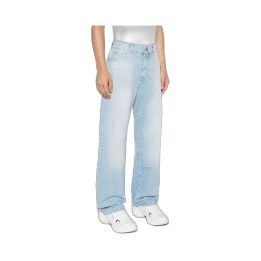 Straight Leg Washed Denim Jeans