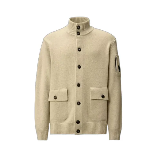 High-Neck Logo Cardigan