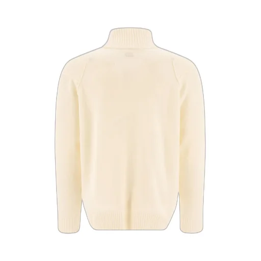 Lens Detailed Zip-Up Knitted Cardigan