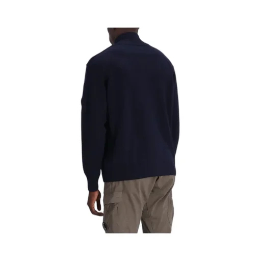 Lens Detailed Zip-Up Knitted Cardigan