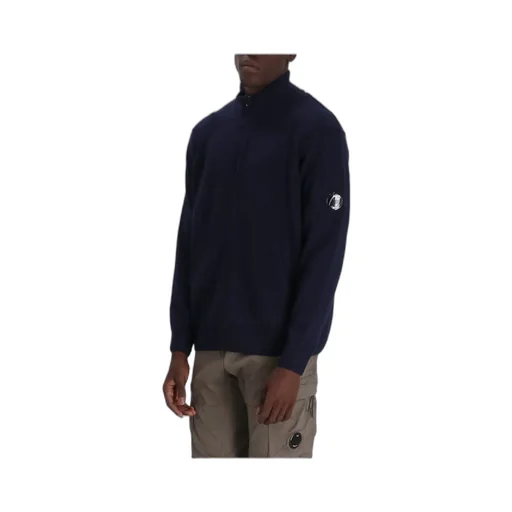 Lens Detailed Zip-Up Knitted Cardigan
