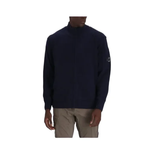 Lens Detailed Zip-Up Knitted Cardigan
