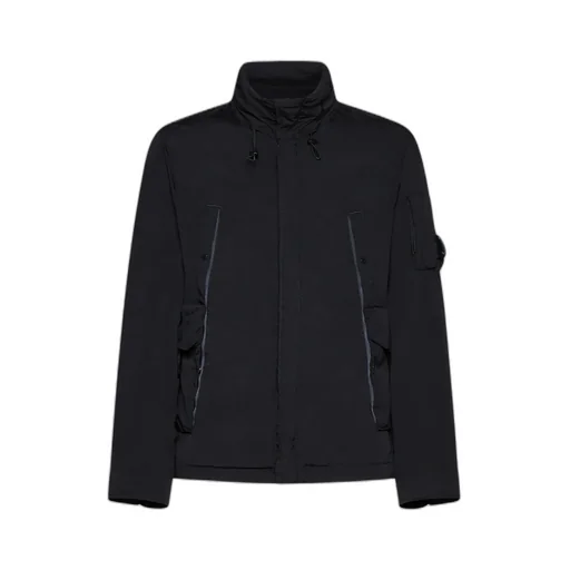 Lens-Detail Funnel Neck Jacket