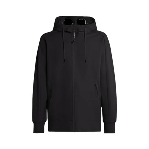 Logo-Printed Drawstring Zip-Up Hoodie