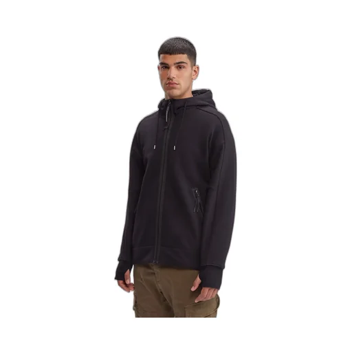 Logo-Printed Drawstring Zip-Up Hoodie