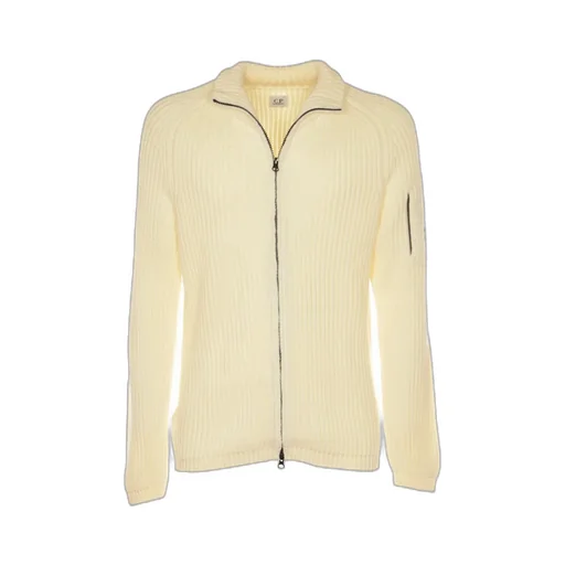 Lens-Detail Zip-Up Cardigan