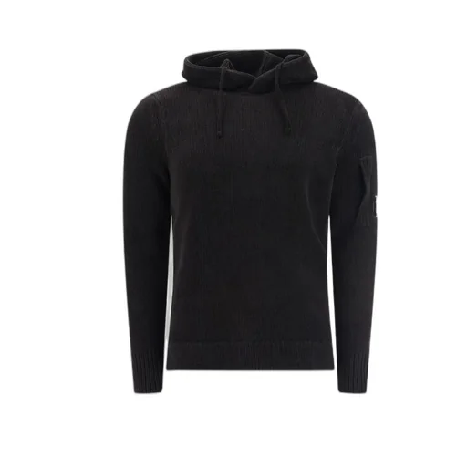 Lens-Detail Knitted Hoodie