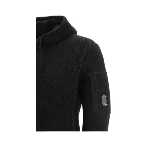 Lens-Detail Knitted Hoodie
