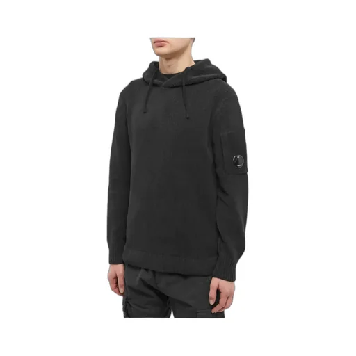 Lens-Detail Knitted Hoodie