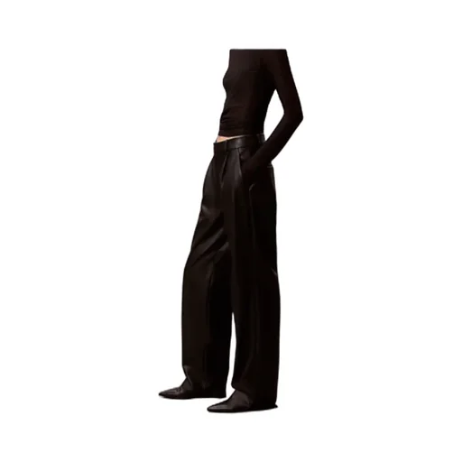 Faux Leather Pleated Trousers