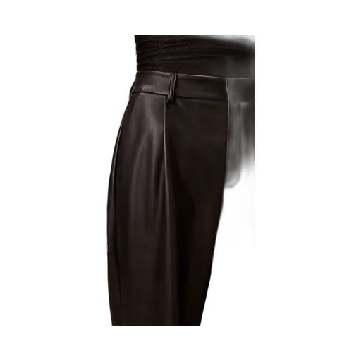 Faux Leather Pleated Trousers
