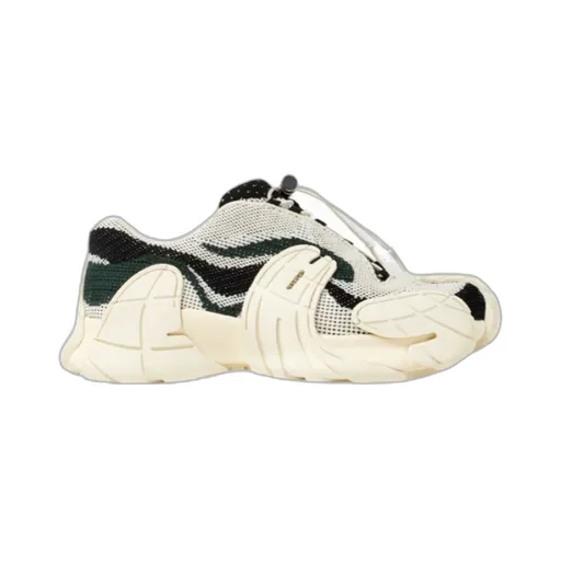 Tormenta White-Green Textile Sneakers