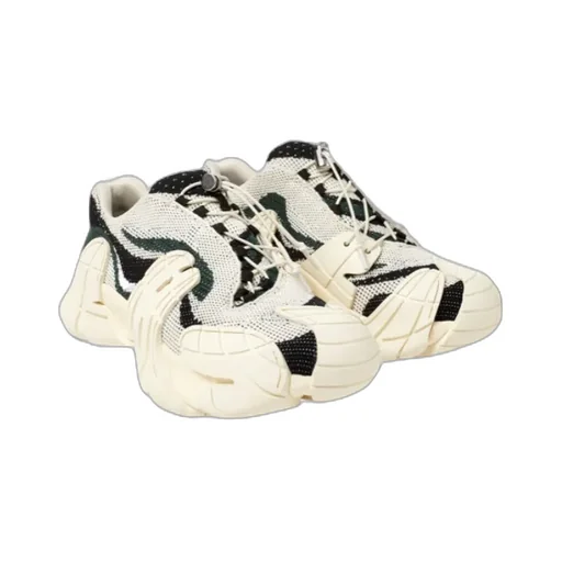 Tormenta White-Green Textile Sneakers