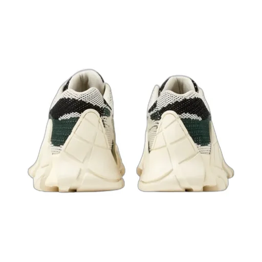 Tormenta White-Green Textile Sneakers