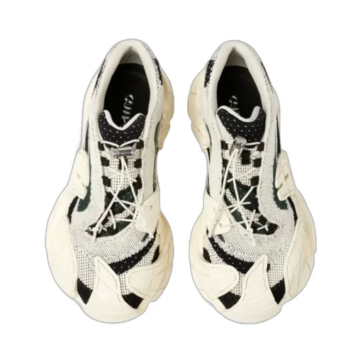 Tormenta White-Green Textile Sneakers