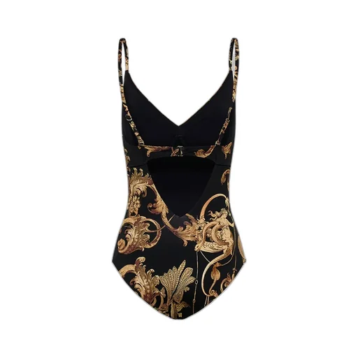 V-Neck Steel Ring One-Piece Swimsuit