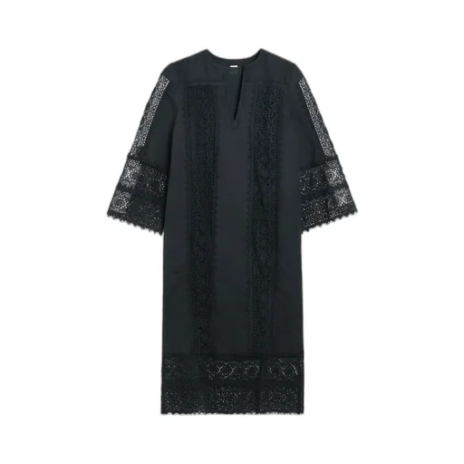 Lace-Panel Midi Dress