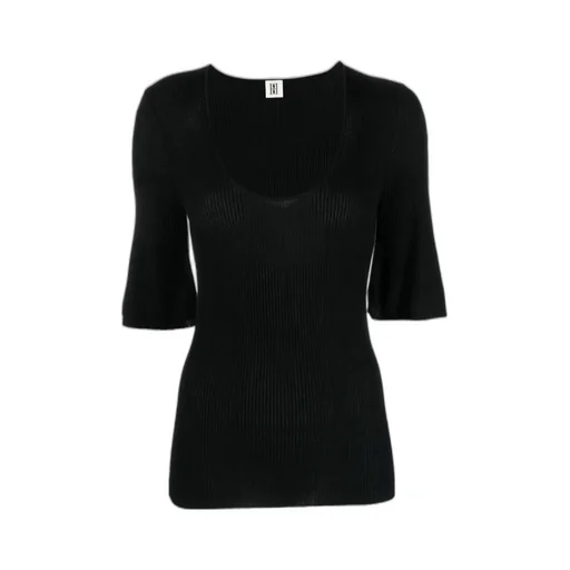 Scoop-Neck Ribbed-Knit T-Shirt