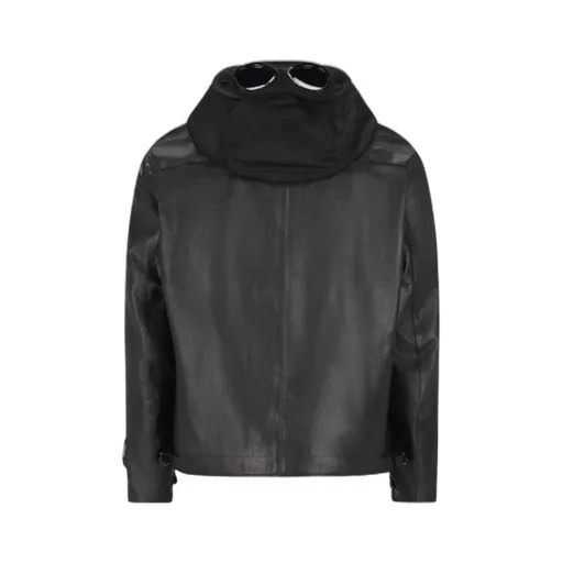 Goggle-Detail Leather Jacket
