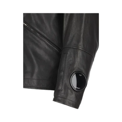 Goggle-Detail Leather Jacket