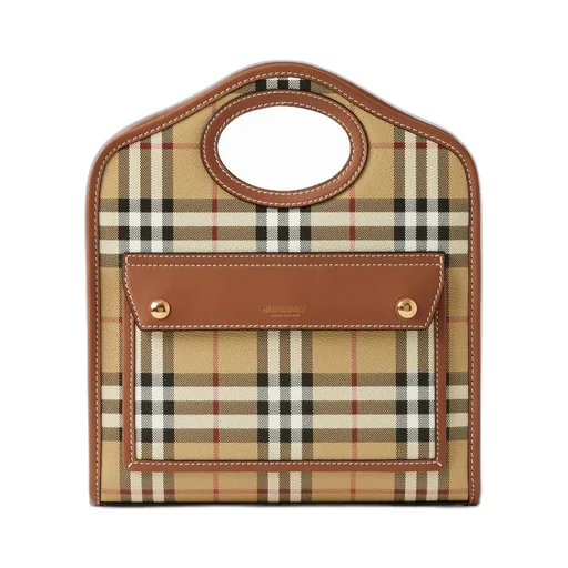 Hollow-Handle Checkered Mini Tote Bag