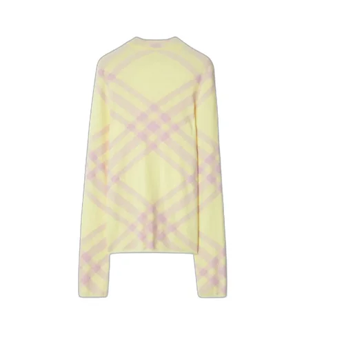 Check-Pattern Ribbed-Knit Crewneck Jumper