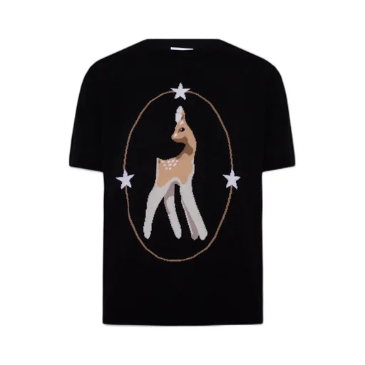 Deer-Intarsia Wool-Cashmere Top
