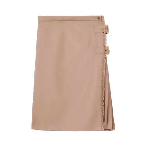Frayed Detail Pleated Skirt