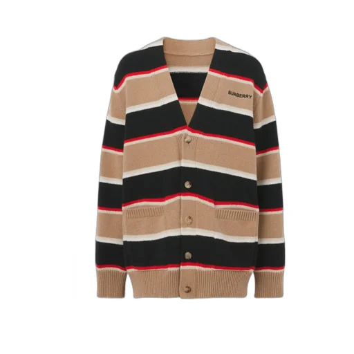 Logo-Embroidered Striped Cardigan