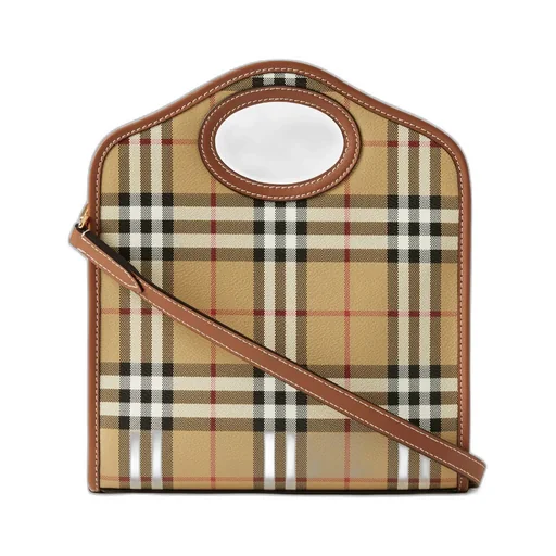 Hollow-Handle Checkered Mini Tote Bag