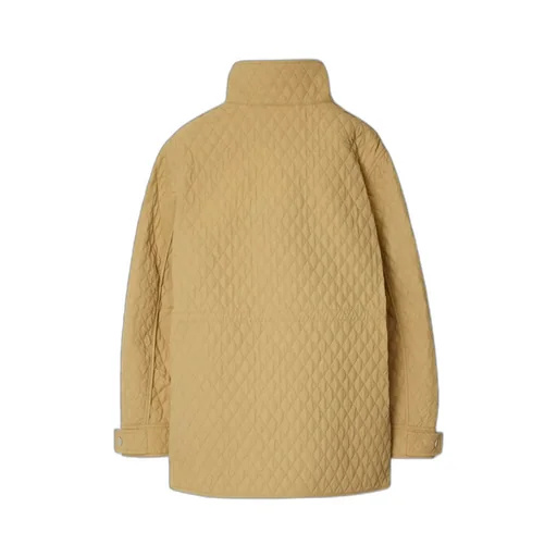 Drawstring Waist Quilted Hooded Jacket