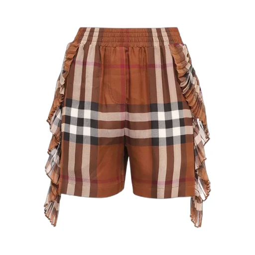 Checked Fringed-Detail Shorts