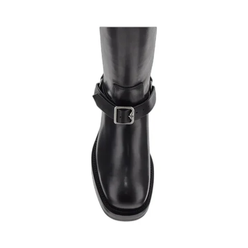 Round-Toe Buckle-Detailed Boots