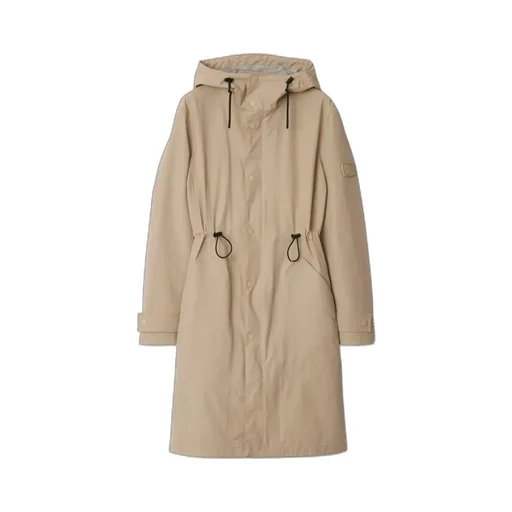 Drawstring Waist Hooded Trench Coat