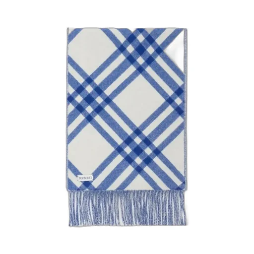 Logo Patch Checked Fringed Scarf