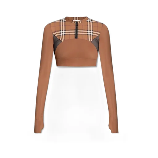 Checked Stretch-Jersey Cropped Top