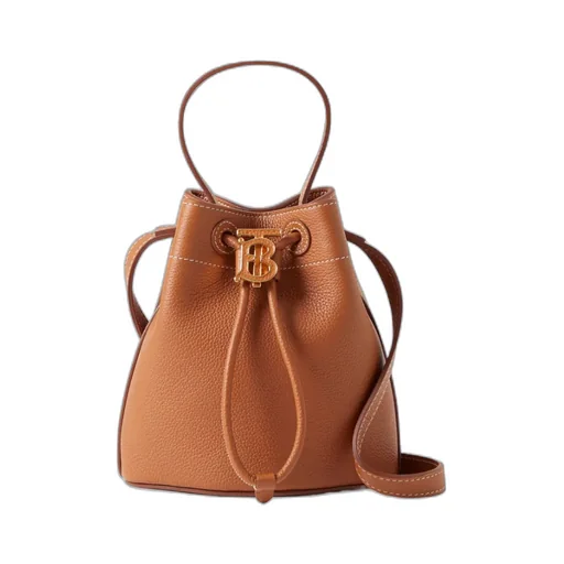 Tb Monogram Plaque Drawstring Bucket Bag