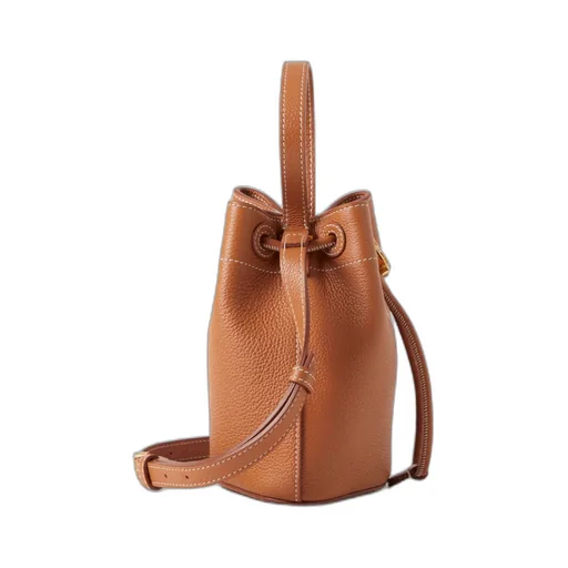 Tb Monogram Plaque Drawstring Bucket Bag