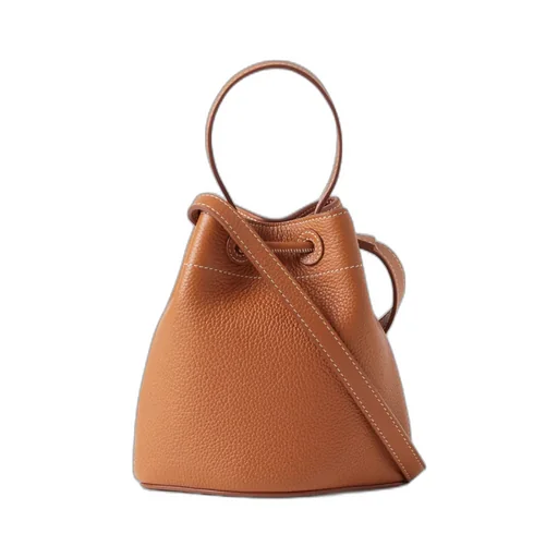 Tb Monogram Plaque Drawstring Bucket Bag