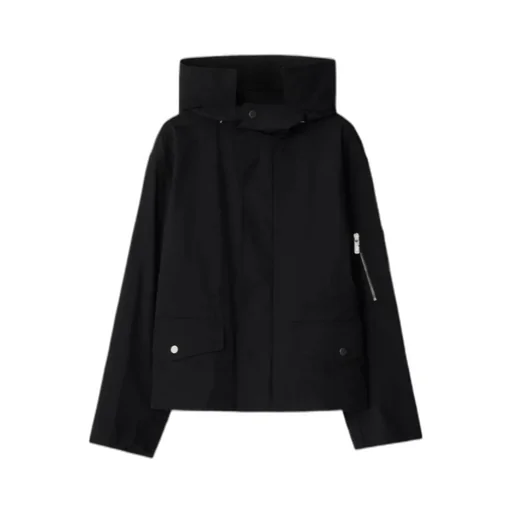 Hooded Press-Stud Short Parka