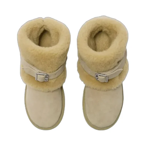 Buckle-Detail Shearling Ankle Boots