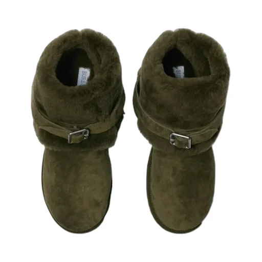 Chubby Buckled Shearling Ankle Boots
