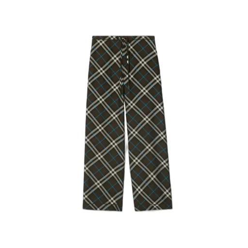 Straight-Leg Checked Drawstring Trousers