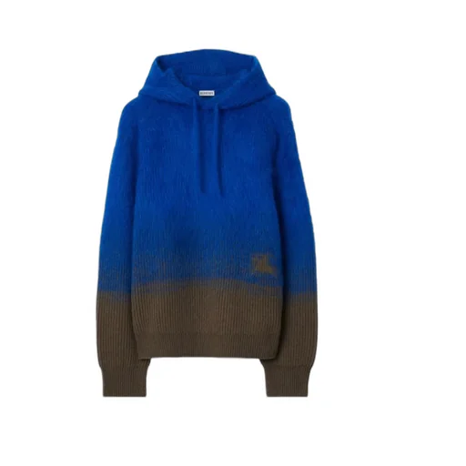 Two-Toned Logo Intarsia-Knit Hooded Jumper