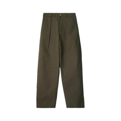 Diamond-Quilted Straight-Leg Trousers